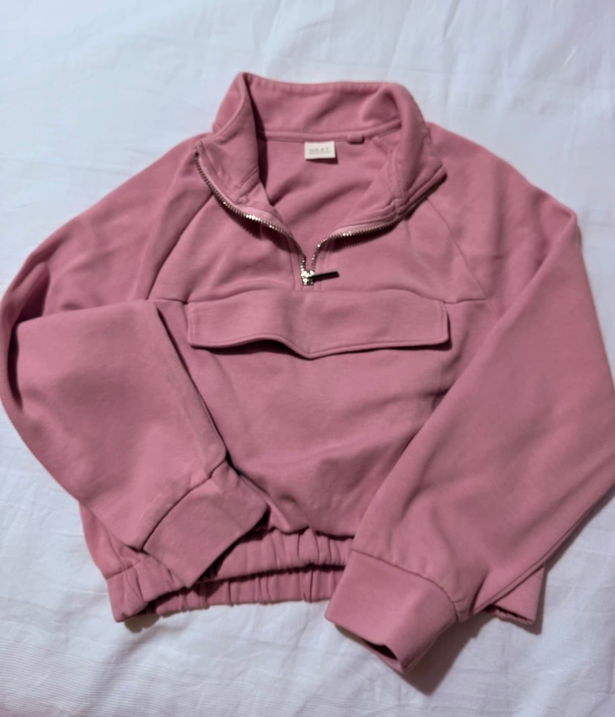 Girls Pink Half-Zip Sweatshirt - 9 Yrs