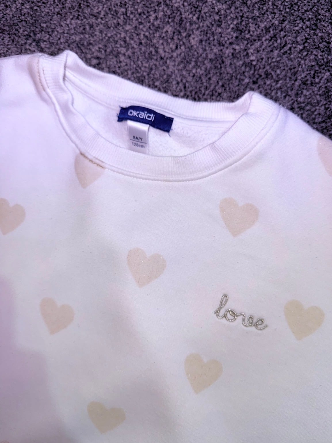 Okaïdi | Girls Heart Print Sweatshirt – 8Y - Image 1