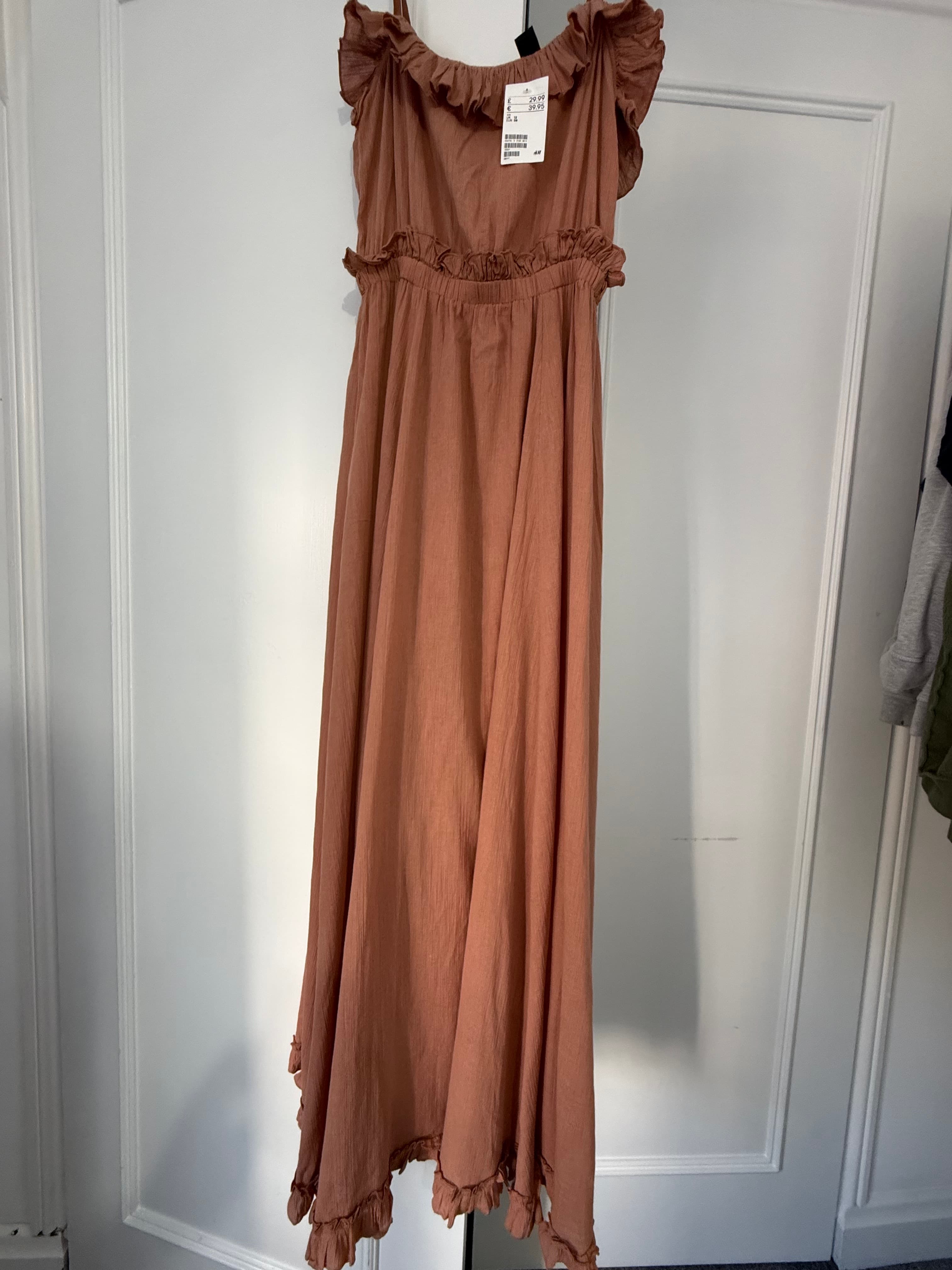 H&M Terracotta Ruffle Maxi Dress – Size 12
