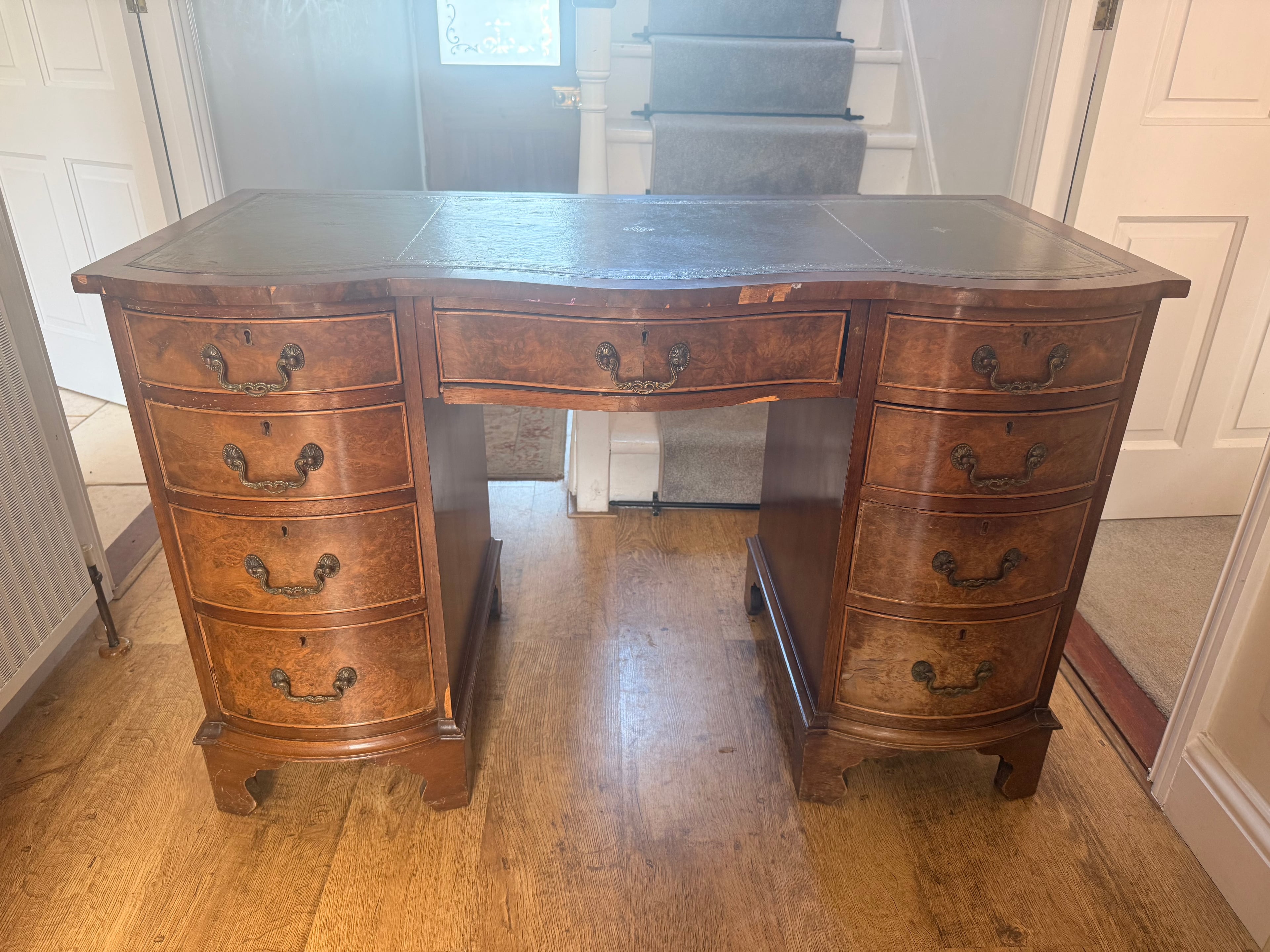 Antique Walnut Leather-Top Desk - Image 1