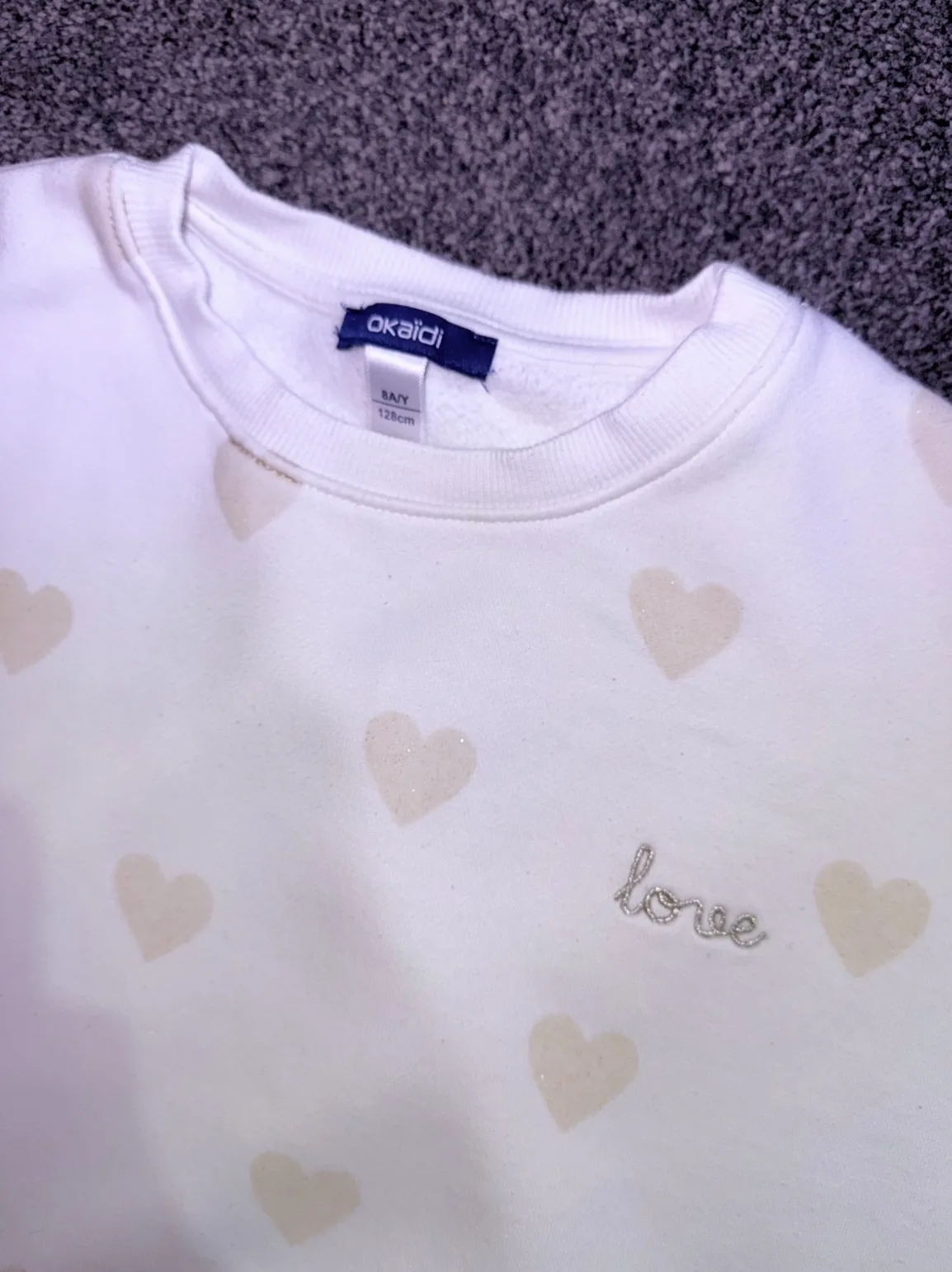 Okaïdi | Girls Heart Print Sweatshirt – 8Y - Image 1