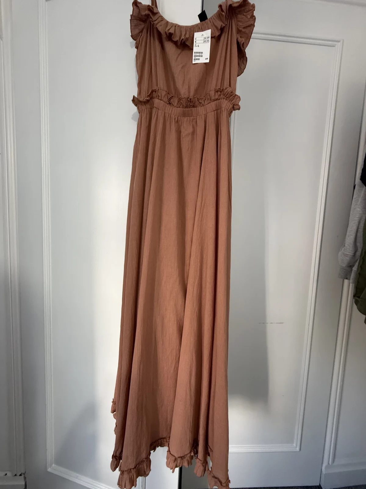 H&M Terracotta Ruffle Maxi Dress – Size 12 - Image 1