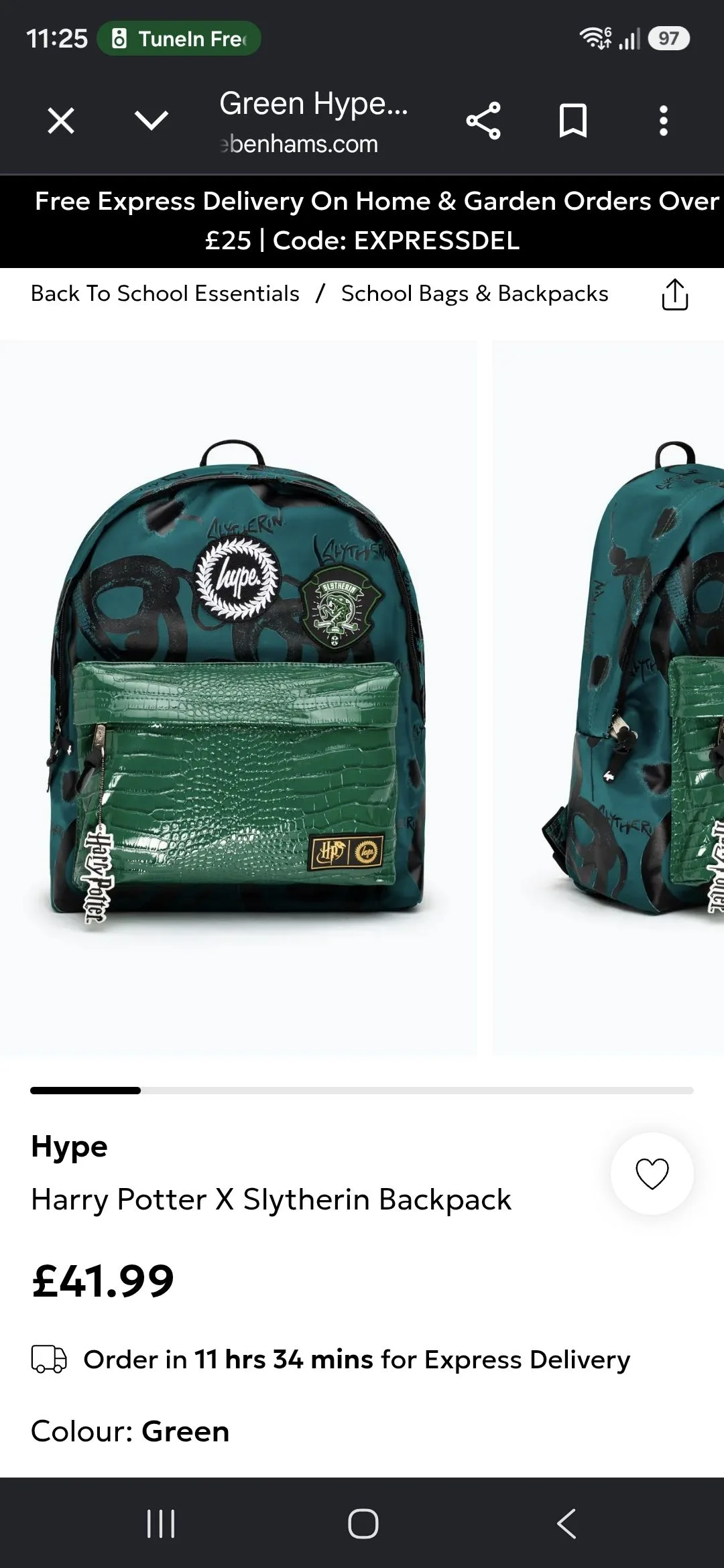 HYPE Slytherin Backpack - Image 1