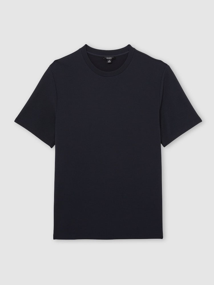 BRAND NEW Reiss Navy Textured Crew Neck T-Shirt – Size M (NWT) - Image 1