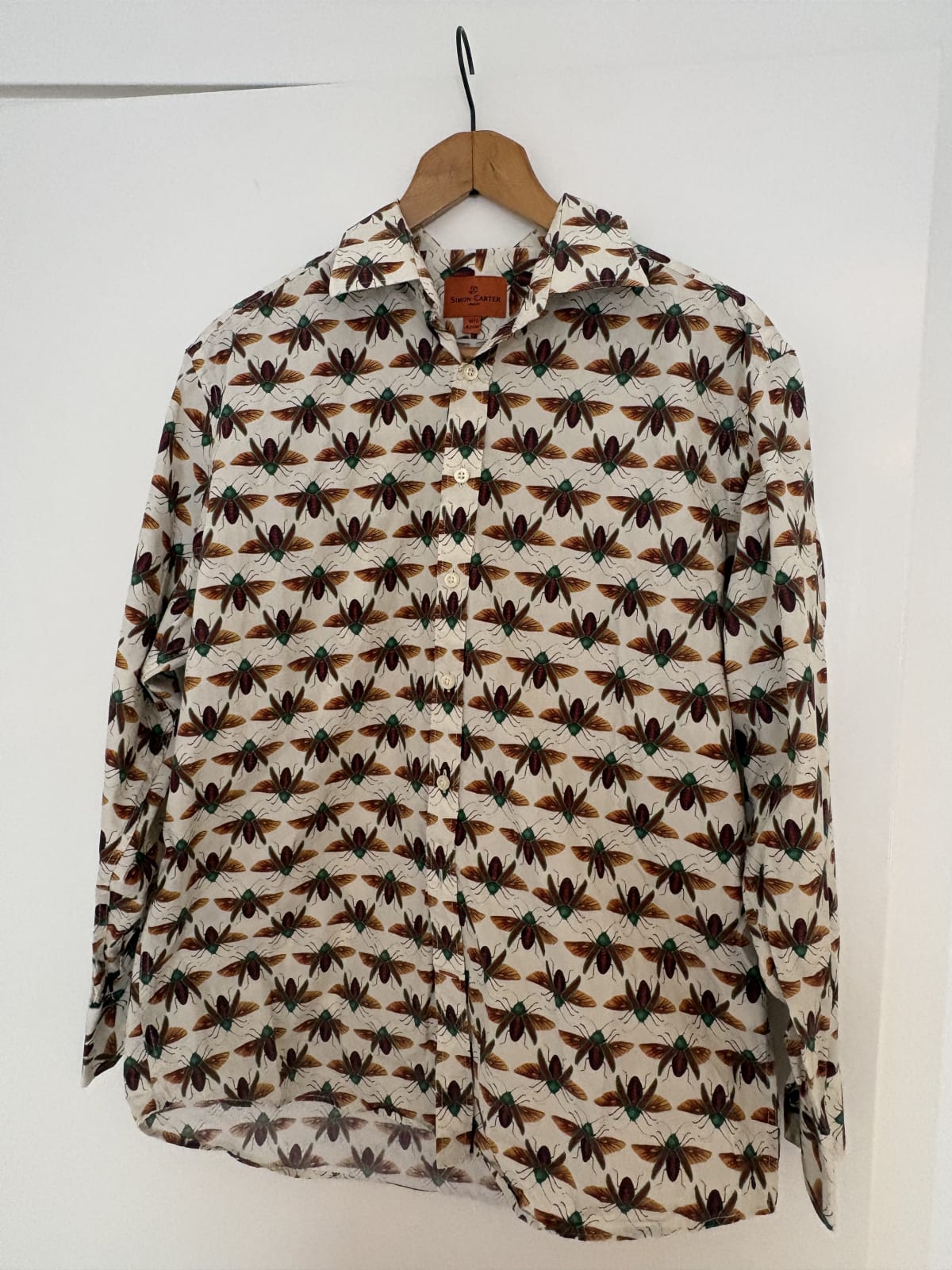 Simon Carter London Insect Print Shirt - Collar Size 16 1/2 - Image 1