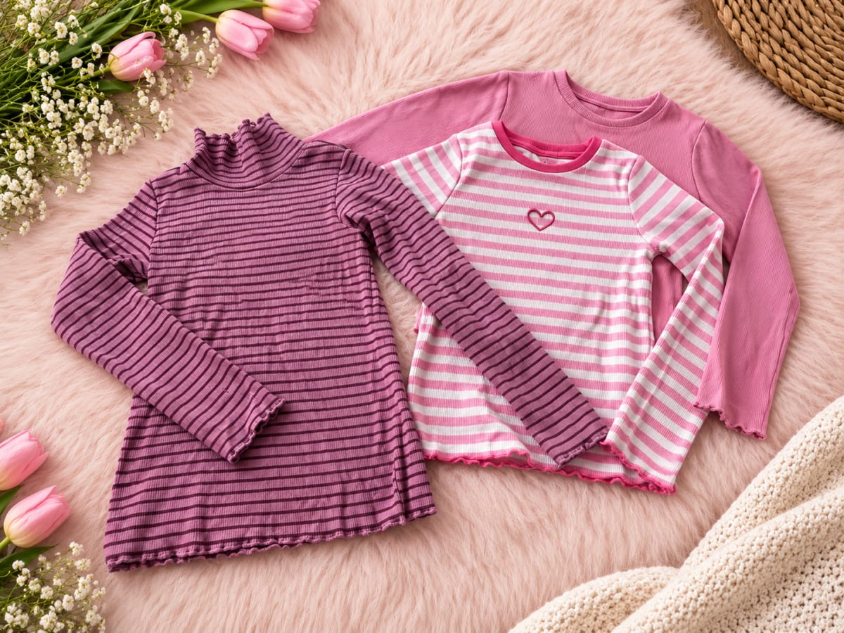 Set of 3 cotton tops in lovely pink shades - Image 1