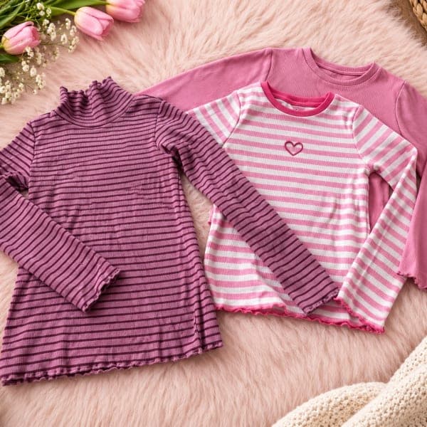 Set of 3 cotton tops in lovely pink shades